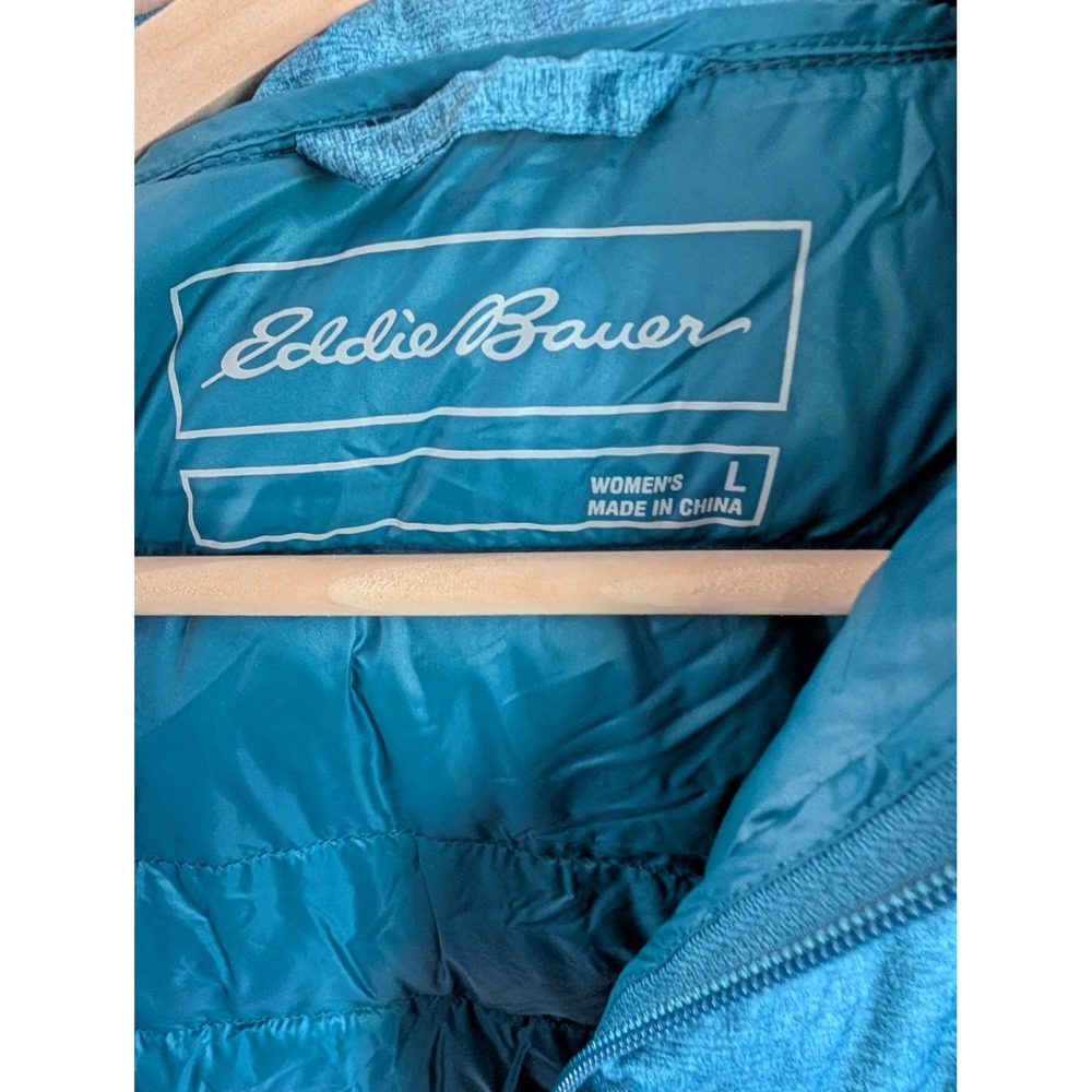 Eddie Bauer Women's Down Vest EB650 Teal Blue Puffer Hiking Outdoor Travel Sz L - Picture 9 of 9